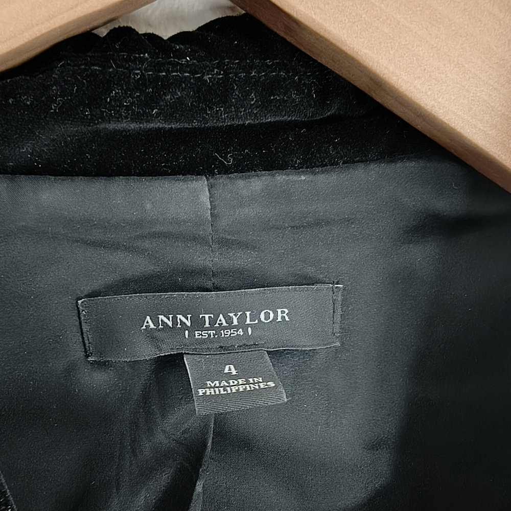 Ann Taylor Black Velvet 2-Button Blazer 4 - Picture 3 of 10